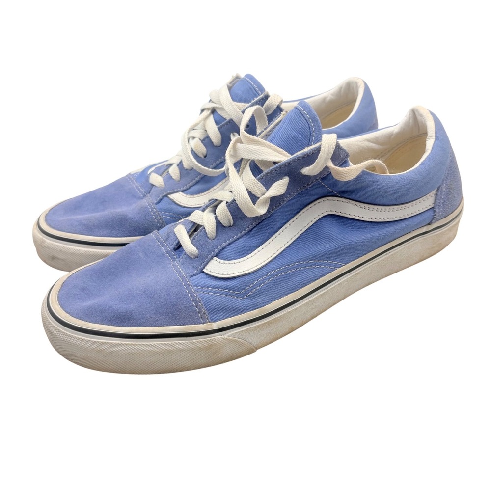 Vans Old Skool Sneakers Mens 10.5 Womens 12 Blue Canvas Suede Low Top Skater